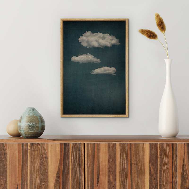 Œuvre d'art pastel bleu marine pastel abstrait bleu ciel, Naturel, H 36 po x l 24 po