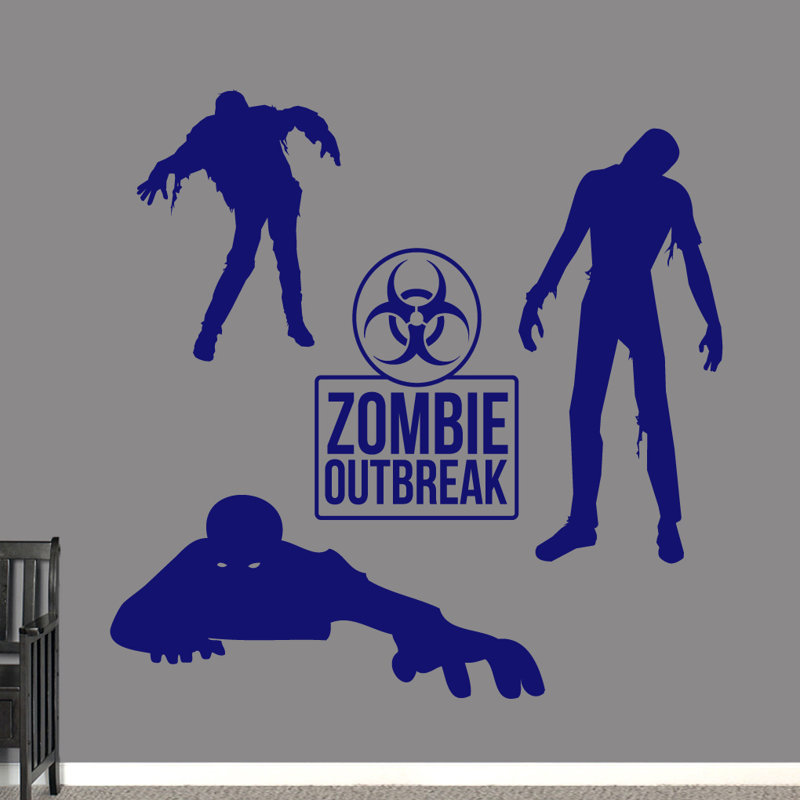 Ensemble de décalcomanie murale zombie, Bleu marine
