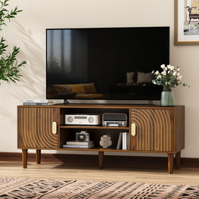 Unfinished TV Stand for TVs up to 55" with Fireplace Included