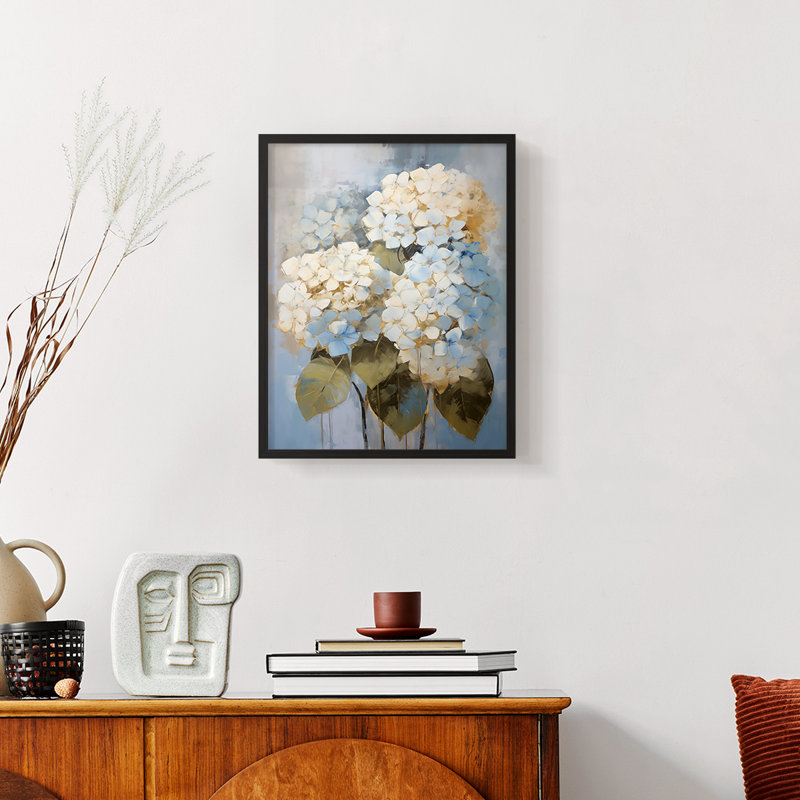 Série FLORAL Cxxvi - reproduction encadrée de qualité supérieure - prête à être accrochée - aucun clou requis, Noir