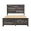 Grand lit plateforme gris, style traditionnel, rangement, bois et bois d'ingénierie, pour endommager les taches