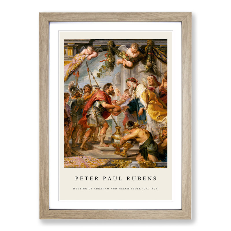 Meeting of Abraham and Melchizedek by Peter Paul Rubens - Picture Frame Painting, 65cm H x 48cm W x 2cm D, Oak