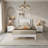Twin Size Deluxe Bed Frame With Headboard With Solid Wood, No Box Spring Needed,  Easy Assembly, White-119619095-119619094