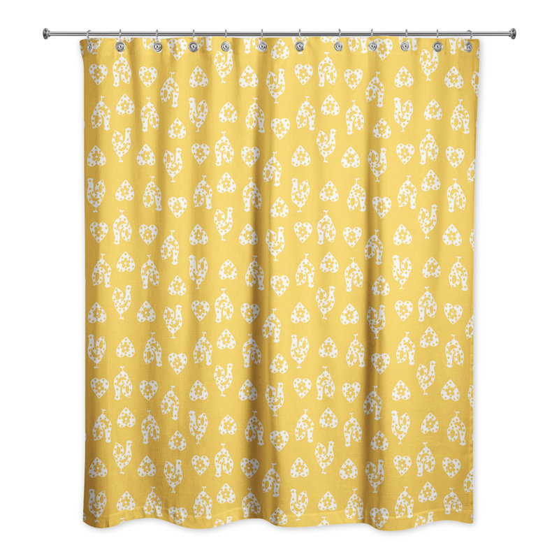Rideau de douche simple Ariel Rooster, Jaune