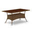 Table de salle à manger d'extérieur en osier rectangulaire avec plateau en verre, brun-463005326