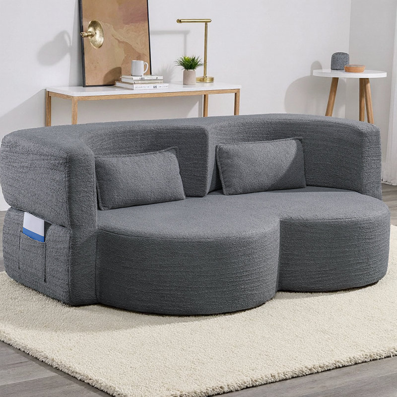 Canapé-lit pliant avec tissu en peluche, canapé convertible 3-en-1 et futon-lit, canapé double multifonctionnel pour les salons, les espaces invités et les appartements