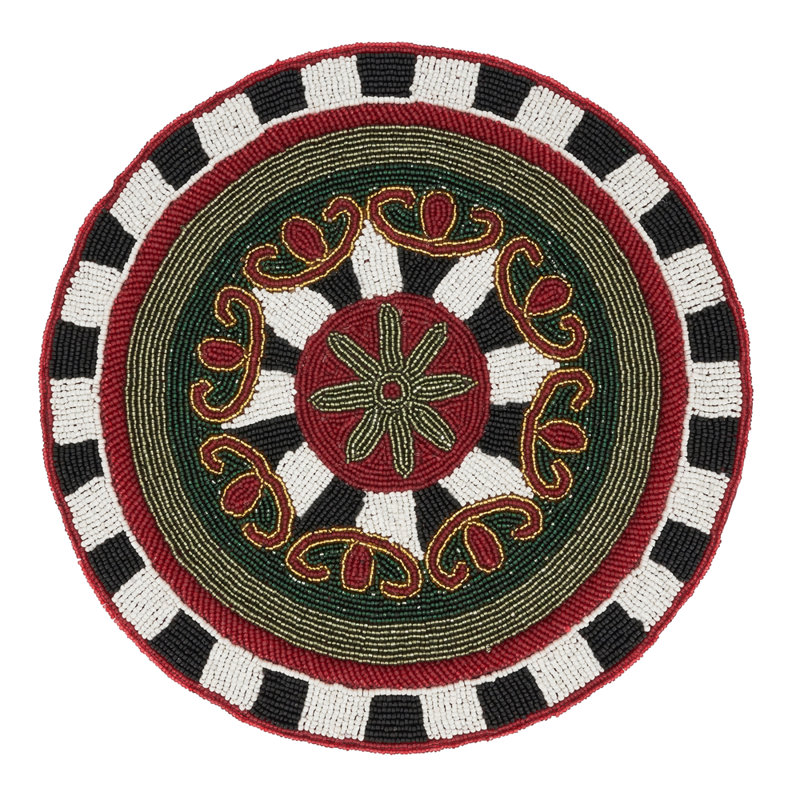 Napperon multicolore à motif de perles exquis rond 15 po, 1 pièce