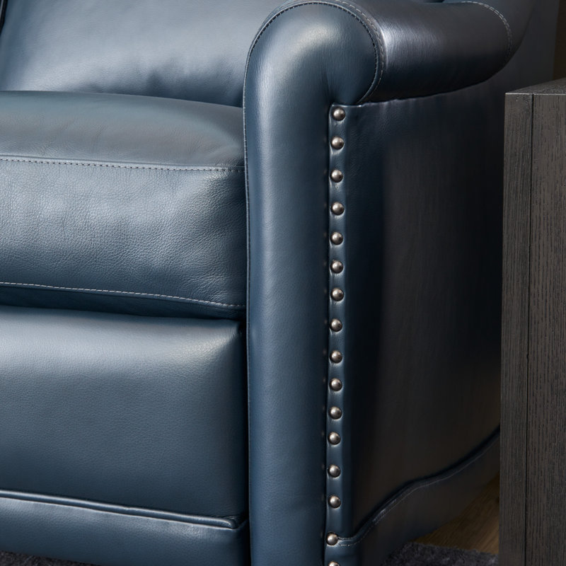 Fauteuil inclinable électrique en cuir véritable Elizabeth, Cuir véritable bleu