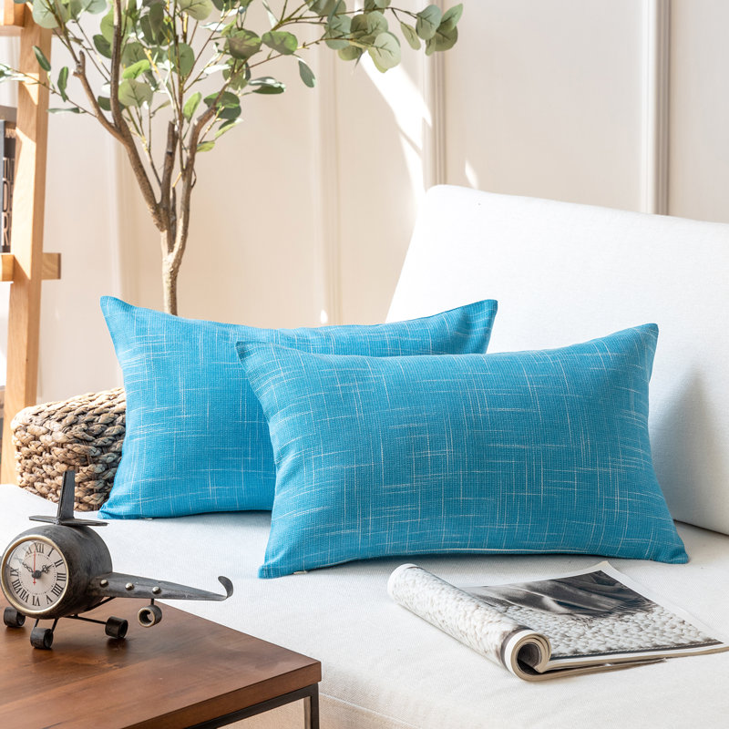 Rectangular Lumbar Cushion, Lake Blue, 12" x 20", Pillow Cover