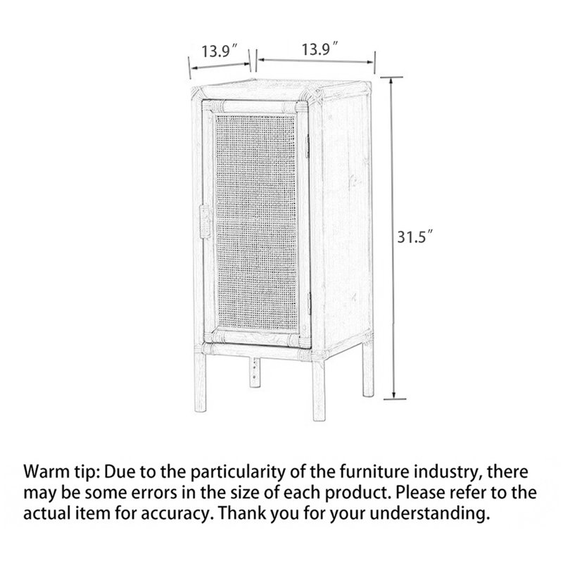 Retro Wicker Pine Wood Storage Feature Cabinet