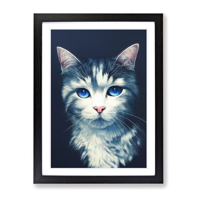 Adorable Cat - Framed Print, 34cm H x 25cm W x 2cm D, Black Framed