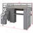 Storage Loft Bed Frame With Built-In Wardrobe, Study Desk, Shelves And Integrated Lights-1129286578