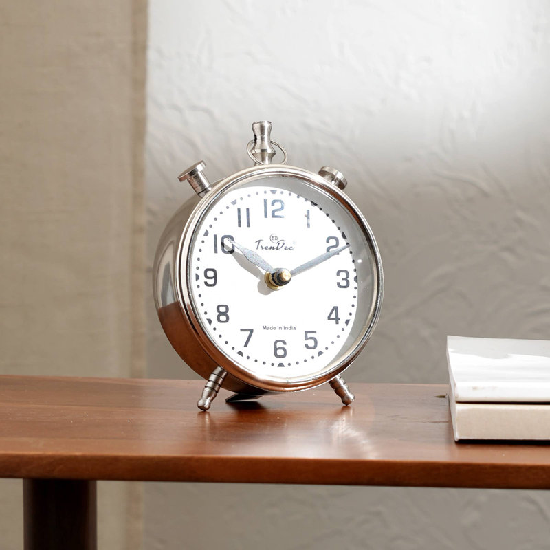 Horloge de bureau décorative de couleur or - Horloge de table en aluminium