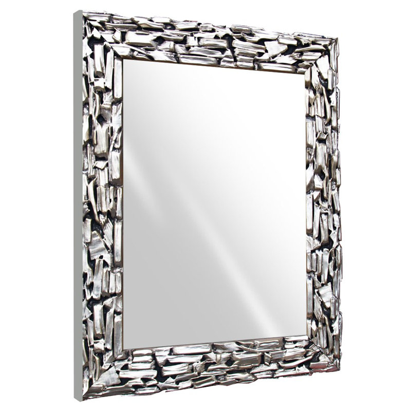 Joulane Wood Flat Wall Mirror, Silver