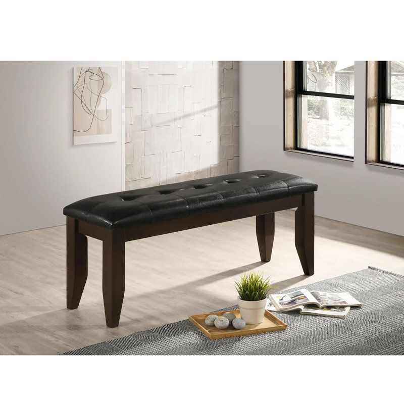 Banc noir rembourré de style cappuccino -, convient à divers décors de salle à manger avec pieds et revêtement chic