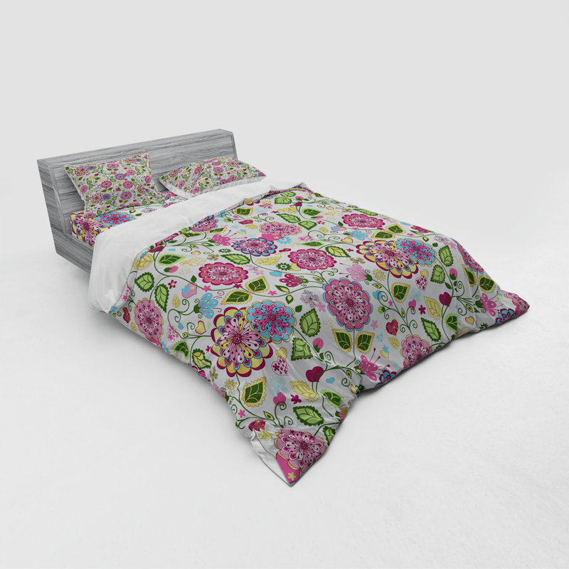 Farmhouse / Country Polyester Floral Duvet Cover, Queen Duvet Cover + 3 Additional Pieces