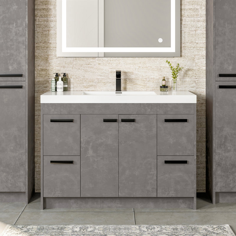 Ensemble de meuble-lavabo simple 42 po Wauconda, Gris ciment