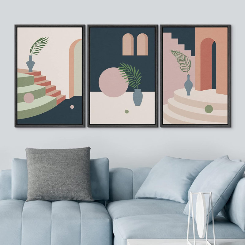 Mid Century Shape 3 - Pieces, Black, 24" H x 48" W