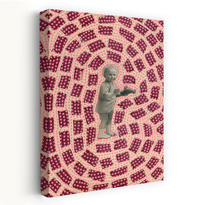 Art mural rétro contemporain rétro enfant rose