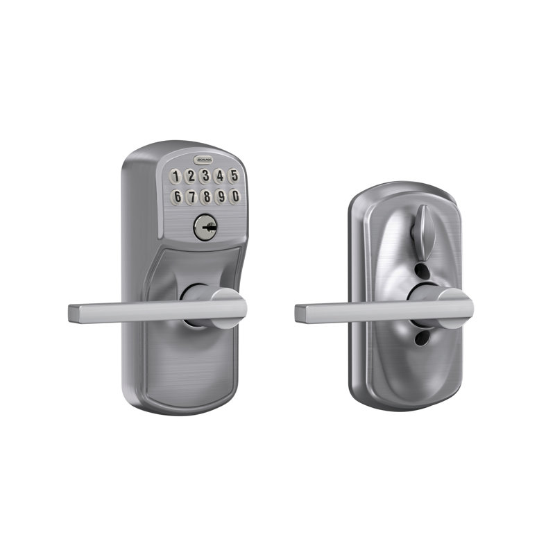 Latitude Keypad Lever with Plymouth Trim, Satin Chrome, Keyed Alike, Yes