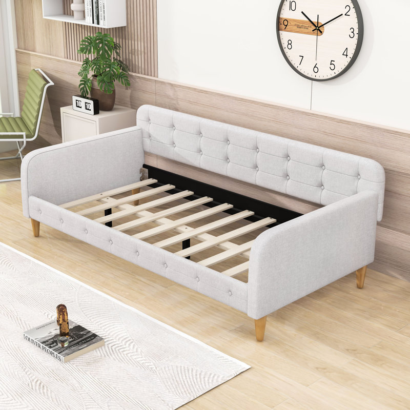 Upholstered Daybed with Versatile Design, Twin, Beige