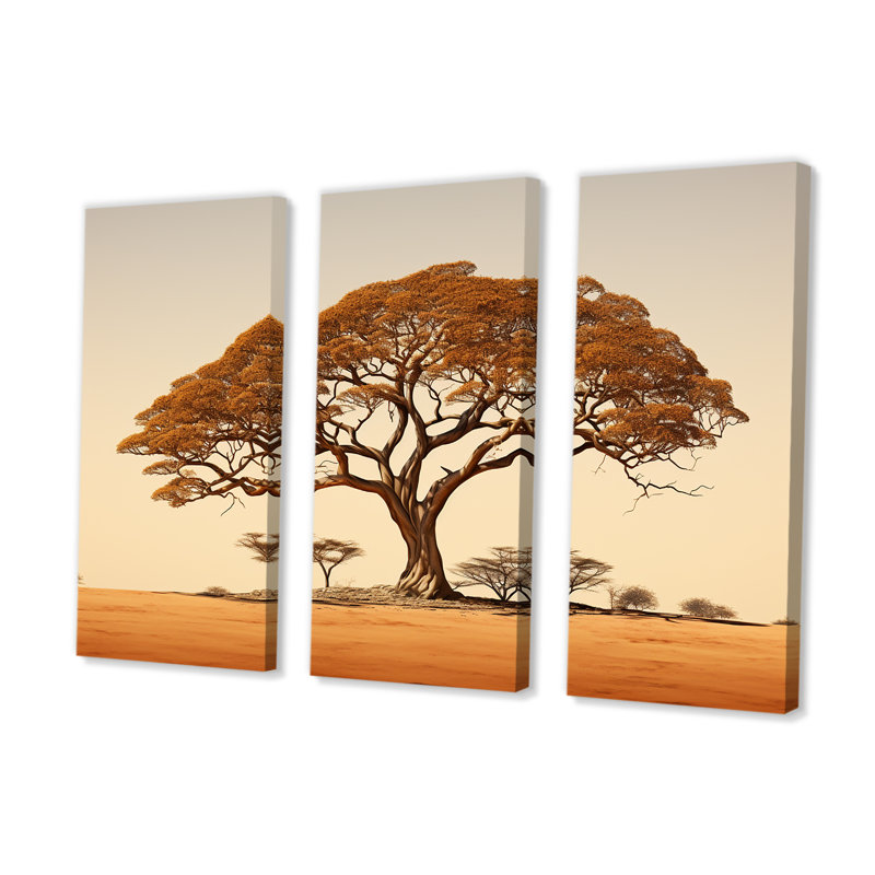 Arbre africain, arbre, ensemble d'art sur toile, H 32 po x l 48 po x P 1 po