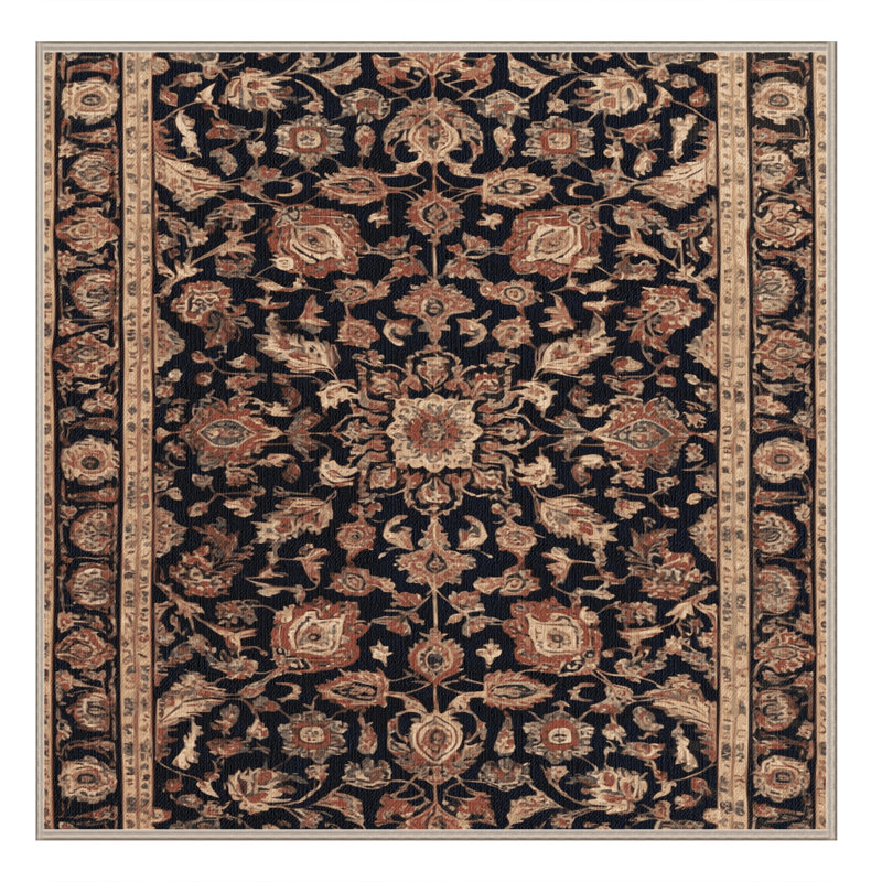 Machine Washable Persian Brown Area Rug, Square 7'