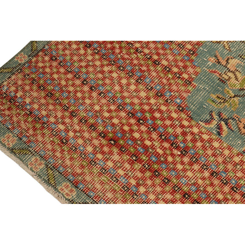 Wool Floral Area Rug in Pink/Green