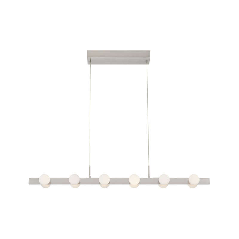 Luminaire suspendu géométrique unique à 6 lumières DEL Rezz, Nickel brossé