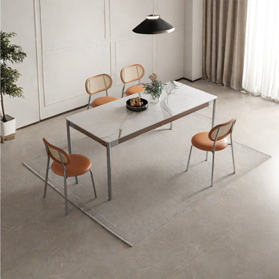 Table de salle à manger en acier inoxydable