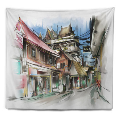 Street city street illustration art tapisserie Cityscape