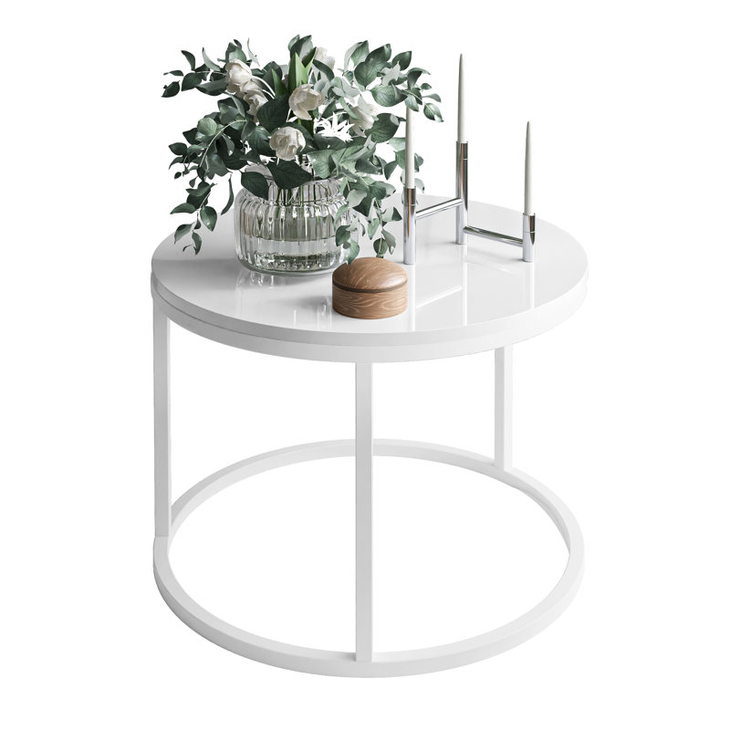 Darianna Frame Coffee Table, 42cm H x 60cm L x 60cm W, White/White