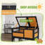 Wooden Tortoise House with Run Shelter Shelf Lamp Holder Yellow