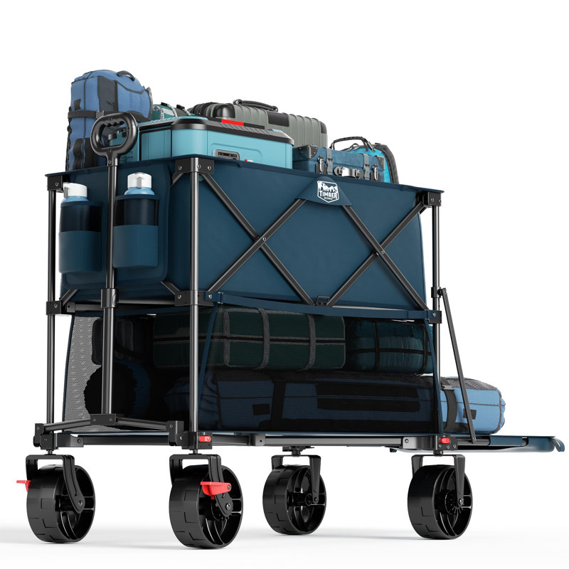 Wagon pliant à grande capacité 400L avec freins, Bleu