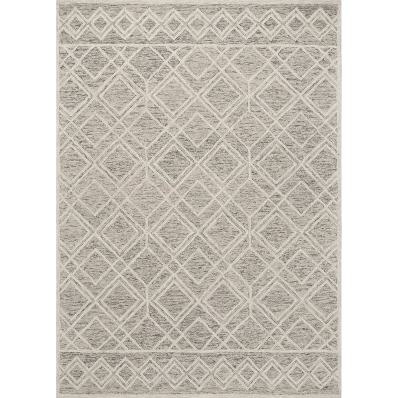 Margene Hand Tufted Wool Geometric Indoor Rug, Rectangle 3'3" x 5'3"