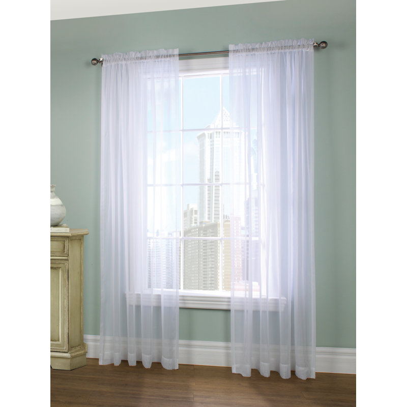Panneaux de rideaux transparents avec passe-tringle Ibrahim, Blanc, l 59 po x L 95 po