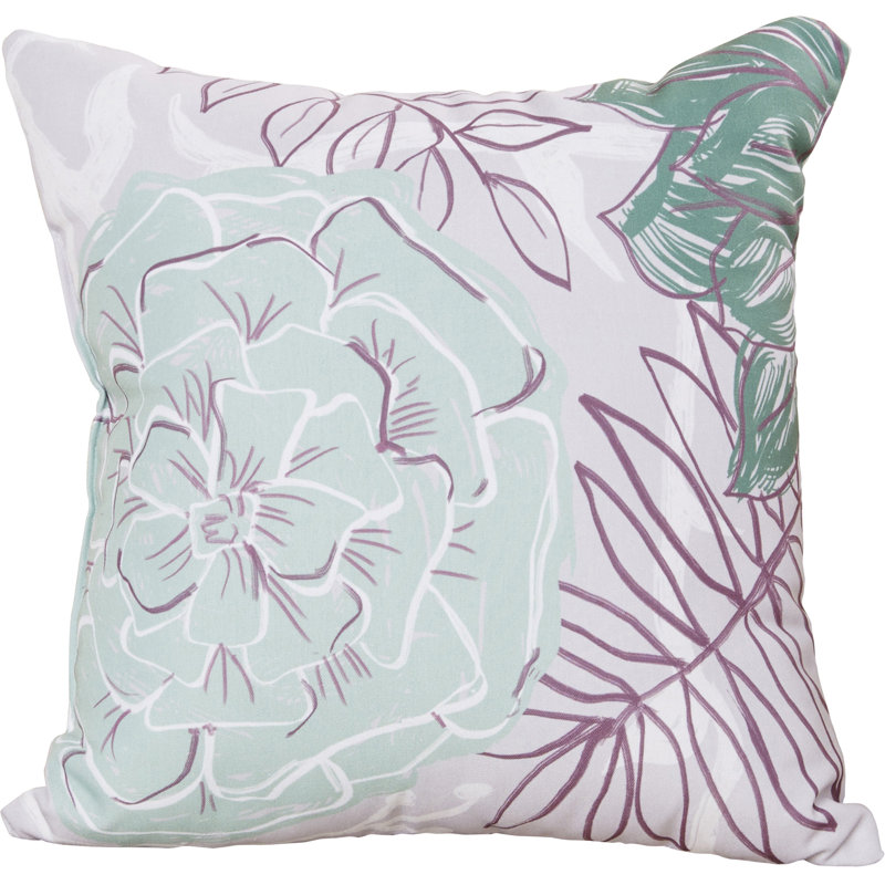 Flower Power Floral Reversible Throw Pillow, 26" H x 26" W, Green / Purple