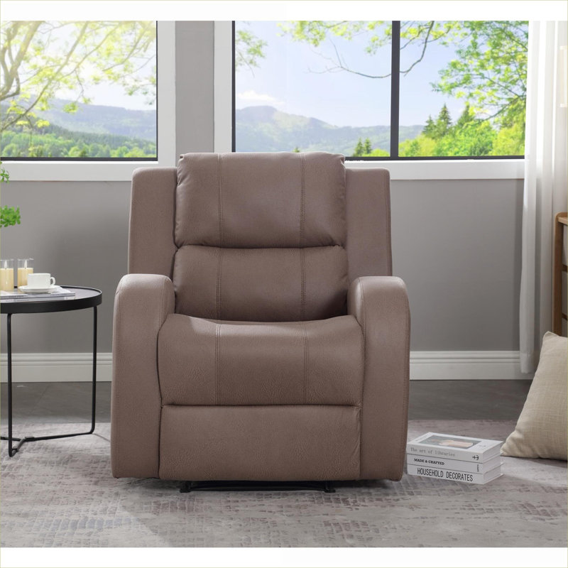 Pour les petits espaces de vie, de bureau et de chambre à coucher: fauteuil inclinable manuel moderne et compact, similicuir brun chaud
