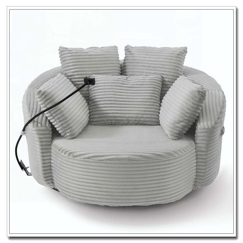 Fauteuil demi-tonneau pivotant à 360 °, Gris clair