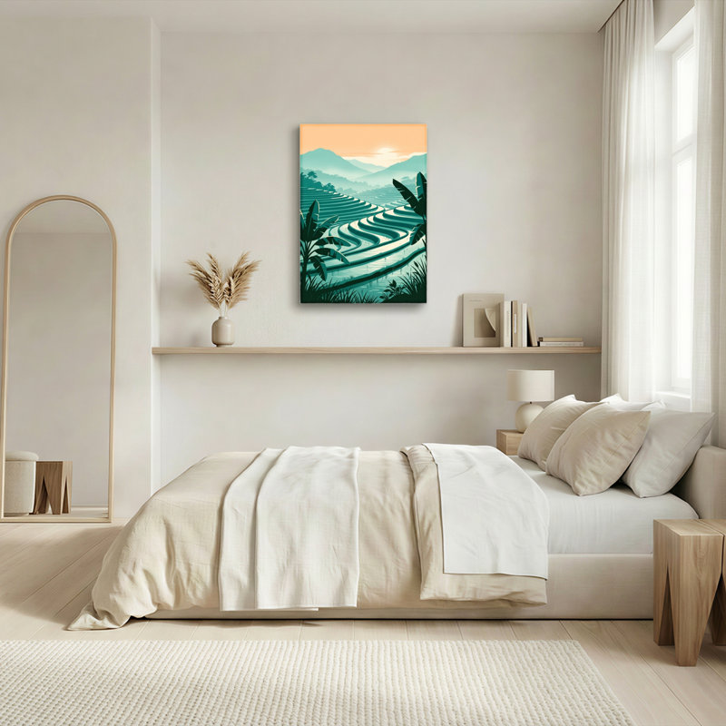 Ensemble de 1 tableau sur toile représentant des champs en terrasses, 48"H x 36"W, Wrapped Canvas