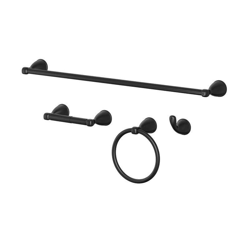 4 - Piece Bathroom Hardware Set, Matte Black
