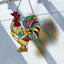 Panneau de vitrail en verre coloré 15,25 "H Rusty the Rooster