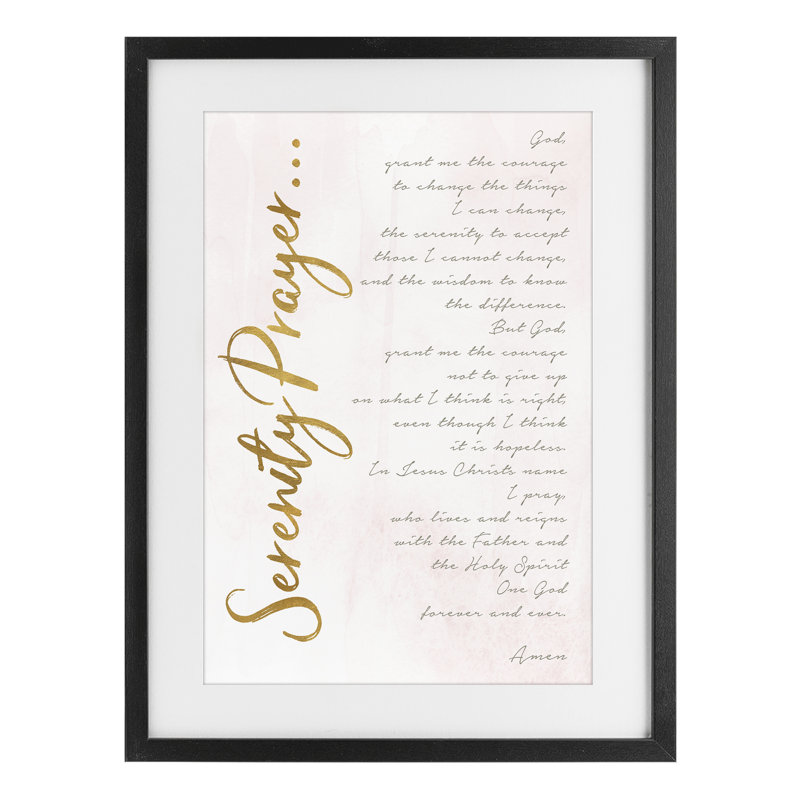 Serenity Prayer Scripture, reproduction encadrée sous verre, design par Anna Quach, H 20 po x l 14 po, Cadre noir minuit