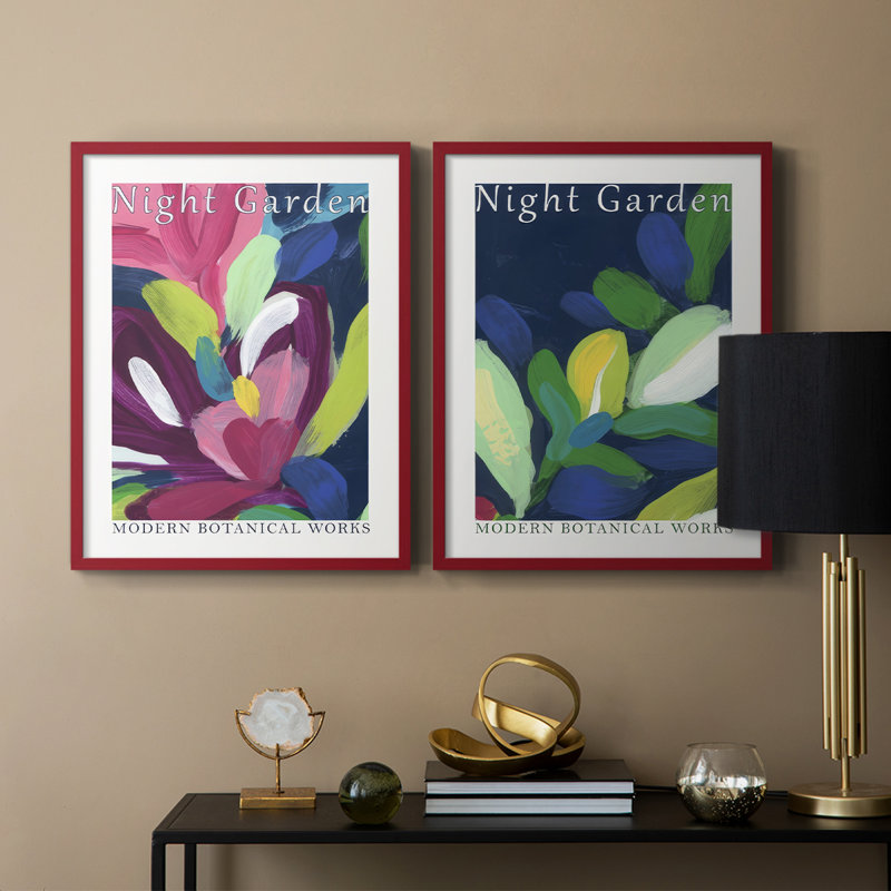 Affiche de jardin nocturne, impression encadrée I-Premium - prête à être accrochée - aucun clou requis - aucun clou requis