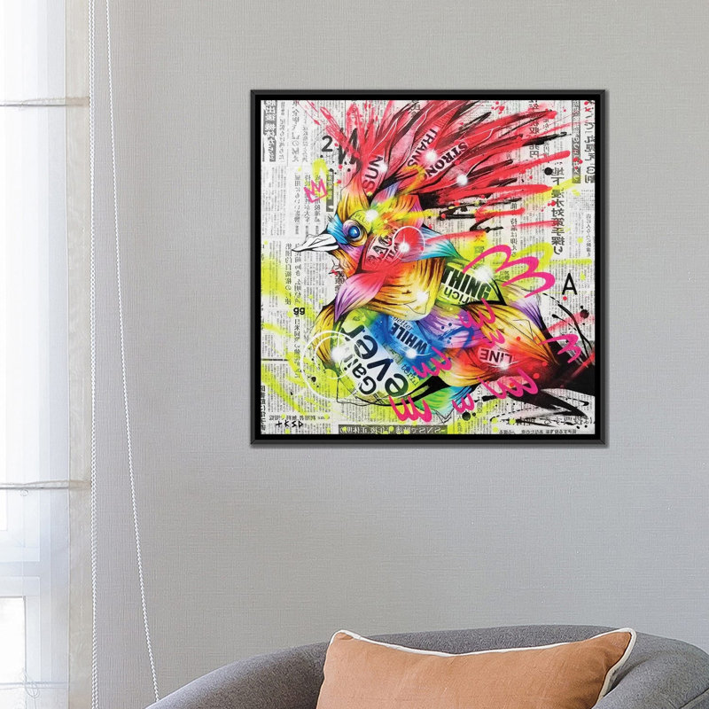 " Akaitori " by Taka Sudo, 26" H x 26" W x 1.5" D, No Matte, Black Framed Canvas