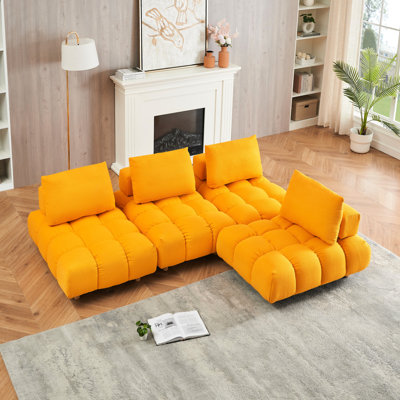 120 pouces de long en jaune, spacieux pour un salon de bureau, jaune, confortable