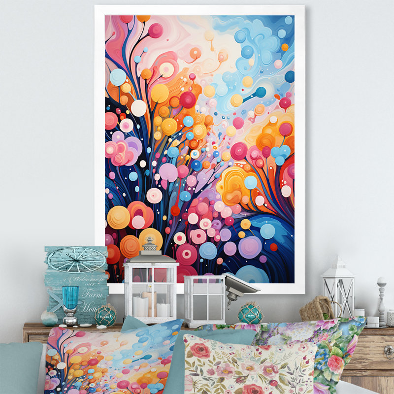 «Rose and Blue Botanical Abstracts Wonderland III», art mural botanique, Cadre photo blanc, H 20 po x l 12 po x P 1 po