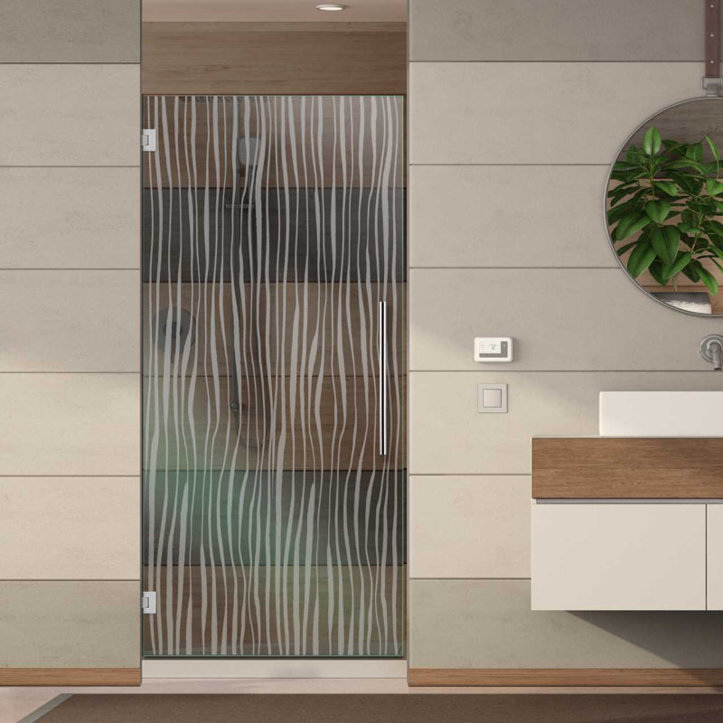 Porte de douche moderne en verre givré l 29 1/2 po x H 75 po, Vers la droite, Non privé