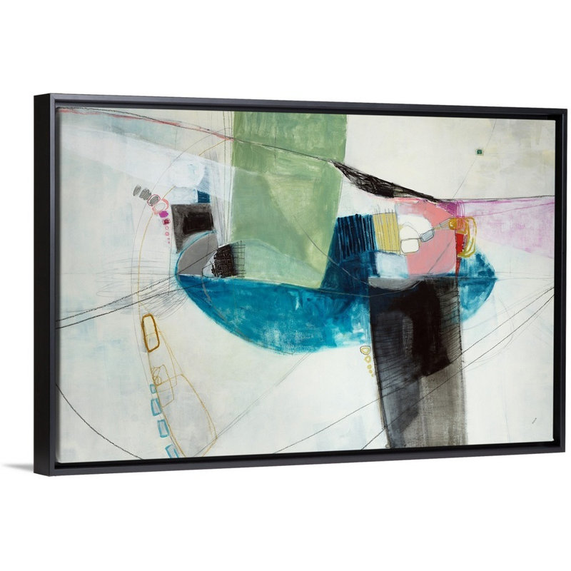 « autres a attelle ii », peinture sur toile, H 21,7 po x l 31,7 po x P 1,75 po, Cadre flottant noir