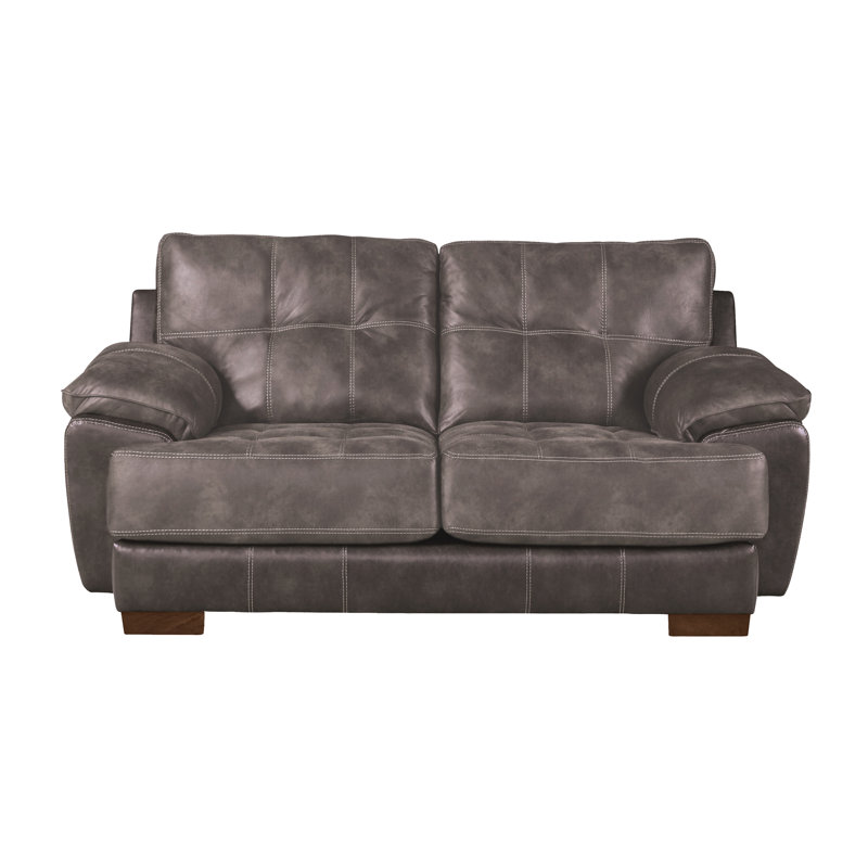 Causeuse à accoudoirs coussinés 79 po Hoppe, Faux cuir gris